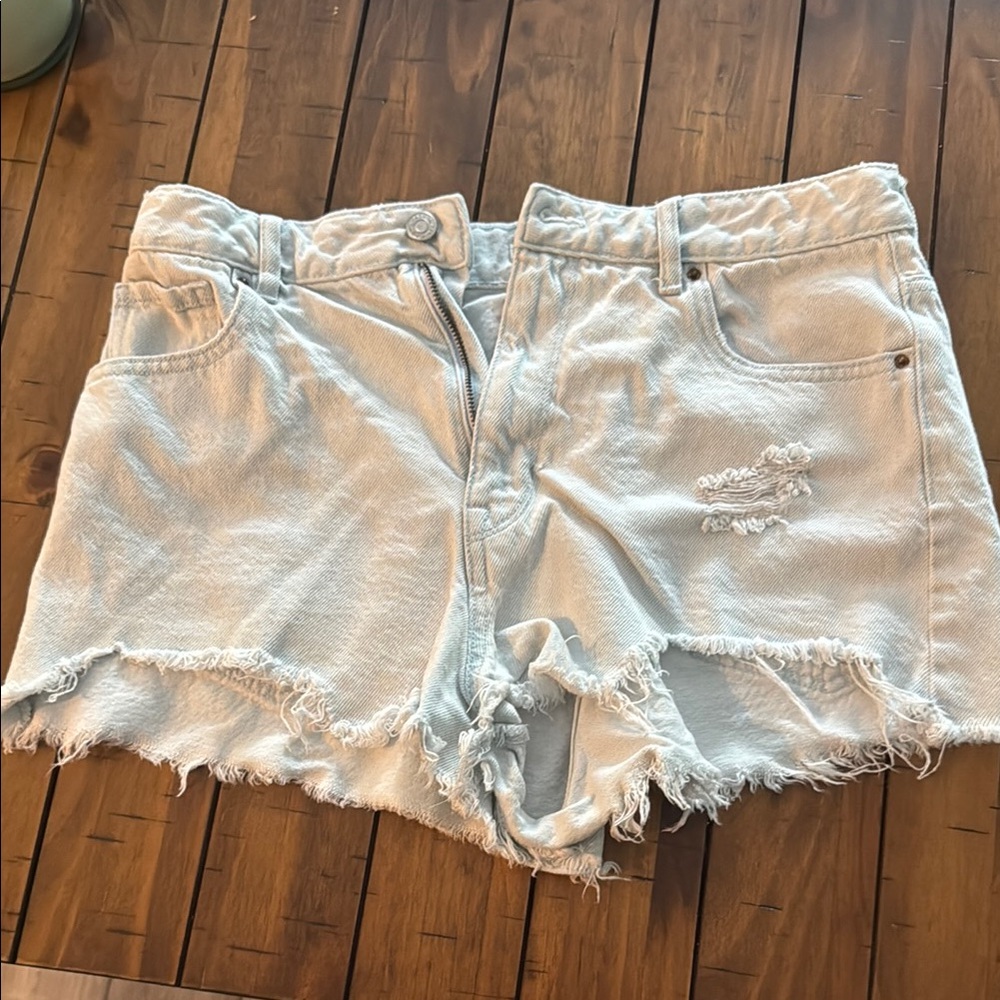 PacSun White Jean Shorts Distressed Frayed Hem